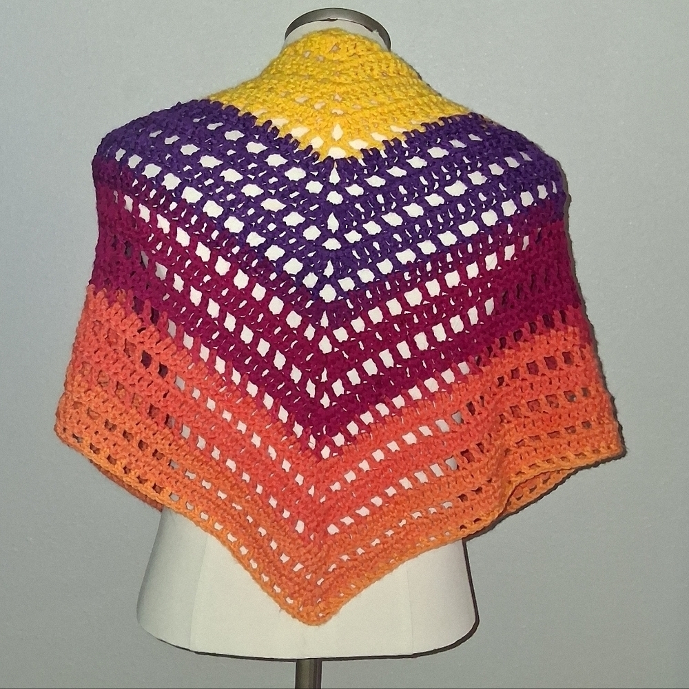 Handmade Vibrant Multicolor Crochet Shawl